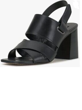 FYS Black Square Toe Chunky Heels Sandals Party Prom Slingback Shoes